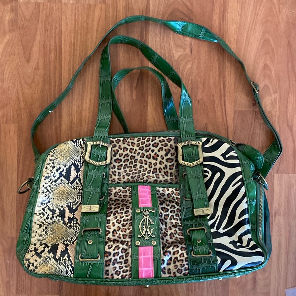 ❤️ Christian Audigier Luxury Deluxe Animal Print Pet Carrier Bag